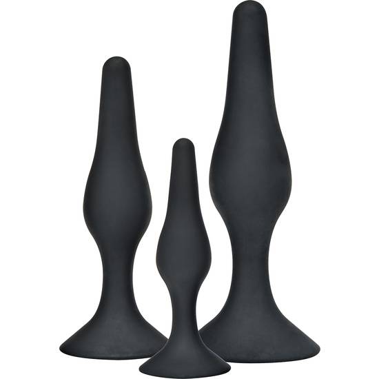 CURVY COMPANIONS KIT 3 PLUGS SILICONA NEGRO - Juguetes Sexuales Kit - Sex Shop ARTICULOS EROTICOS