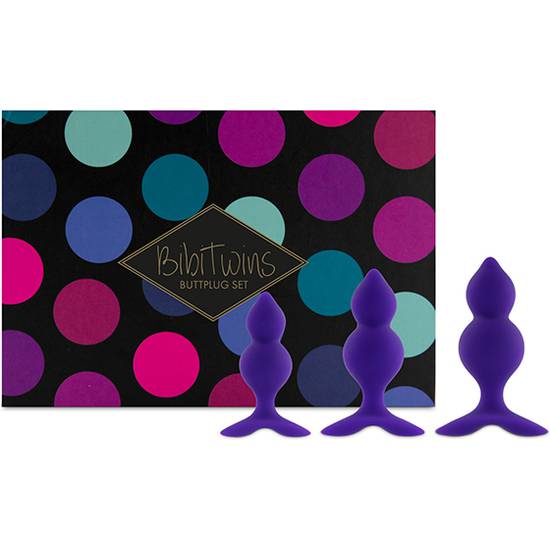 FEELZTOYS - BIBI TWIN SET DE 3 PLUGS ANALES - MORADO - Juguetes Sexuales  Anales Kits - Sex Shop ARTICULOS EROTICOS