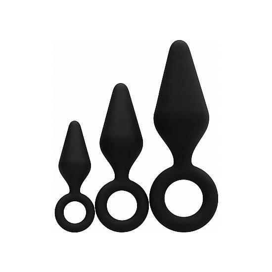 KIT DE 3 PLUGS SILICONA - NEGRO - Juguetes Sexuales  Anales Kits - Sex Shop ARTICULOS EROTICOS