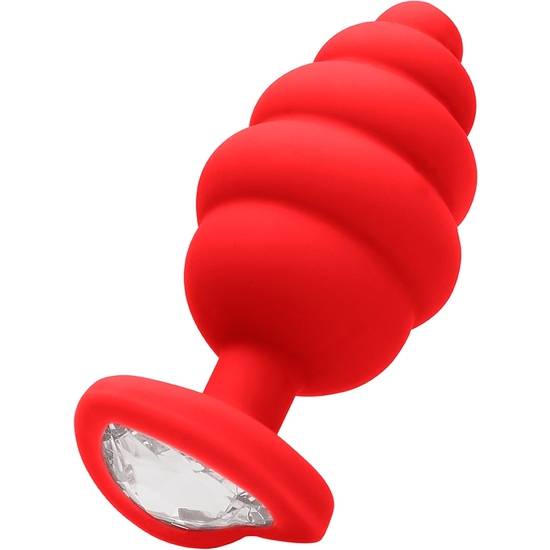 LARGO RIBBED DIAMOND HEART PLUG - ROJO - Juguetes Sexuales Anales Anal - Sex Shop ARTICULOS EROTICOS