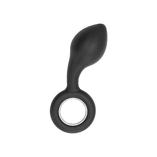 NO. 63 - DILDO ANAL CON ANILLOS DE METAL - NEGRO - Dildos Juguetes Sexuales - Sex Shop ARTICULOS EROTICOS