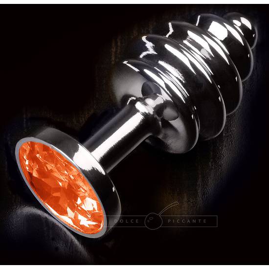 PLUG ANAL JEWELLERY RIBBED PLATA / NARANJA - Juguetes Sexuales Anales Anal - Sex Shop ARTICULOS EROTICOS