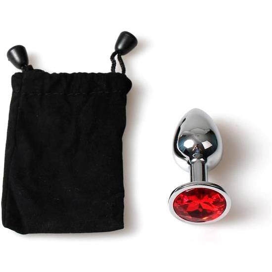 PLUG ANAL METAL MEDIANO ROJO CON BOLSA - Anal - SEXSHOP