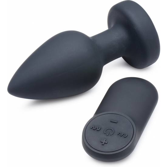 PLUG ANAL VIBRADOR DE SILICONA -MEDIO  -NEGRO - Juguetes Sexuales Anal Vibrador - Sex Shop ARTICULOS EROTICOS