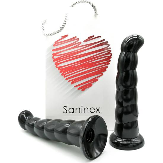 SANINEX LOVE ME - BUTT PLUG & DILDO XXL CON BASE SUCCIÓN - NEGRO - Dildos Juguetes Sexuales - Sex Shop ARTICULOS EROTICOS