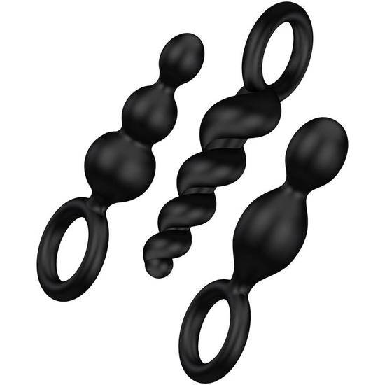 SATISFYER PACK 3 PLUGS SILICONA NEGRO - Juguetes Sexuales Bolas Anales - Sex Shop ARTICULOS EROTICOS