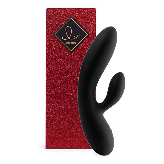 FEELZTOYS - LEA RABBIT VIBRADOR NEGRO GLITTER - Juguetes Sexuales Vibradores Doble - Sex Shop ARTICULOS EROTICOS