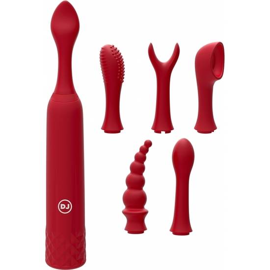 IQUIVER - SET PEQUEÑO VIBRADOR 7 PIEZAS  - ROJO VELVET - Juguetes Sexuales Vibradores Kit - Sex Shop ARTICULOS EROTICOS