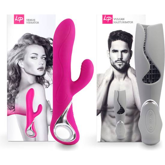 LOVERSPREMIUM - VENUS & VULCAN SET PARA PAREJAS ROSA Y GRIS - Juguetes Sexuales Vibradores Doble - Sex Shop ARTICULOS EROTICOS