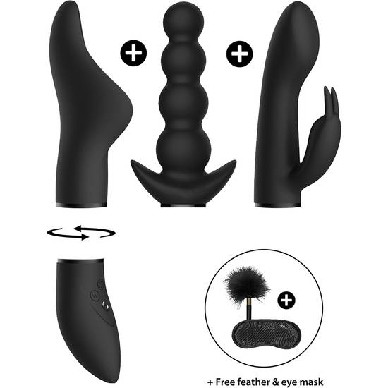 PLEASURE KIT  6 VIBRANDE CLITORIS - NEGRO - Juguetes Sexuales Vibradores Kit - Sex Shop ARTICULOS EROTICOS