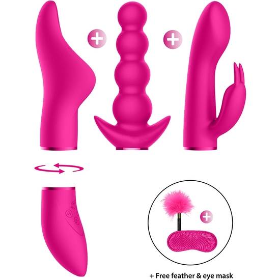 PLEASURE KIT  6 VIBRANDE CLITORIS - ROSA - Juguetes Sexuales Vibradores Kit - Sex Shop ARTICULOS EROTICOS