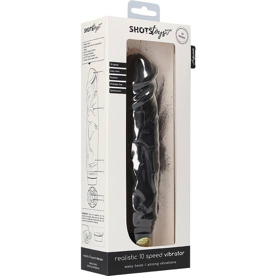 VIBRADOR REALISTA 10 VELOCIDADES 24X5CM - NEGRO - Pene Vibrador - SEXSHOP