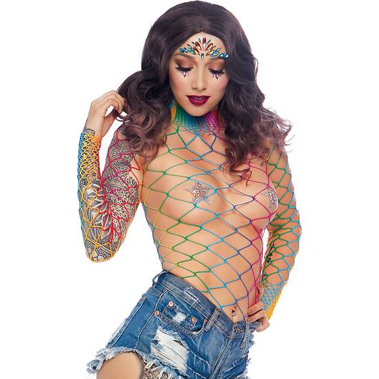 BODY DE RED MANGA LARGA MULTICOLOR - Lenceria Sexy Femenina BDSM - Sex Shop ARTICULOS EROTICOS