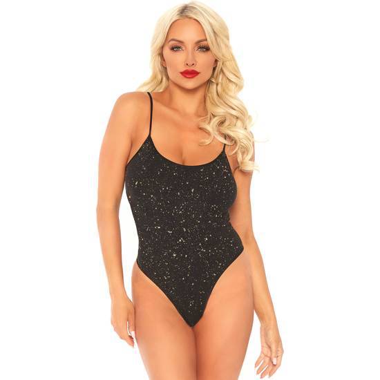 BODY LUREX BRILLANTE CON TANGA NEGRO/ORO - Lenceria Sexy Femenina Bodys - Sex Shop ARTICULOS EROTICOS