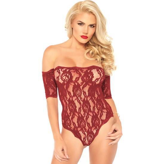 BODY TEDDY DE ENCAJE FLORAL - ROJO - Lenceria Sexy Femenina Bodys - Sex Shop ARTICULOS EROTICOS