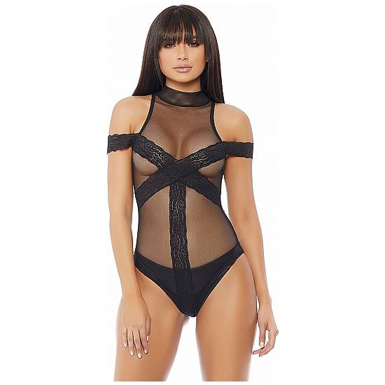 BREAKDOWN TEDDY BODY NEGRO CON TRANSPARENCIAS - Lenceria Sexy Femenina Bodys - Sex Shop ARTICULOS EROTICOS
