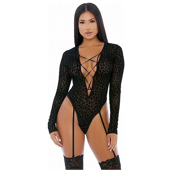 FELINE LUSTFUL LONG SLEEVE BODY NEGRO - Lenceria Sexy Femenina Bodys - Sex Shop ARTICULOS EROTICOS