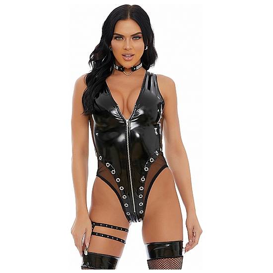 SLICK SEDUCTION PLUNGING VINYL BODY NEGRO - Lenceria Sexy Femenina BDSM - Sex Shop ARTICULOS EROTICOS