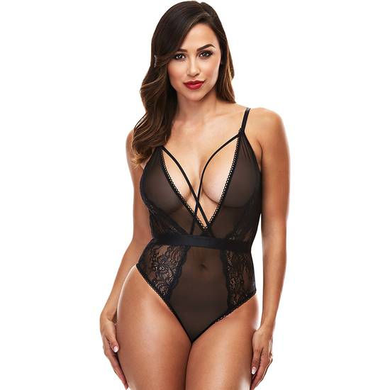 STRAPPY TEDDY WITH DEEP V - ESCOTE V - Lenceria Sexy Femenina Bodys - Sex Shop ARTICULOS EROTICOS