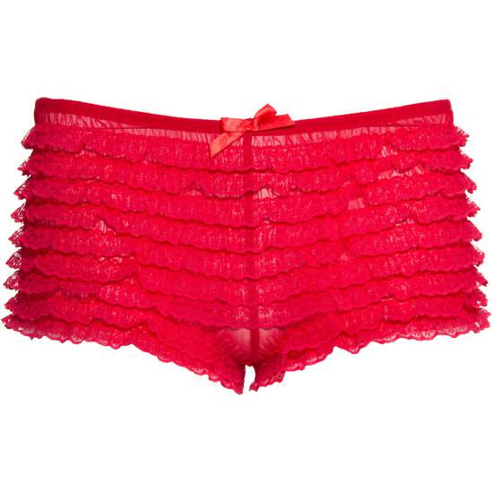 LEG AVENUE BRAGUITA CON VOLANTES DE ENCAJE ROJO - Lenceria Sexy Femenina Braguitas y Tangas -Sex Shop ARTICULOS EROTICOS