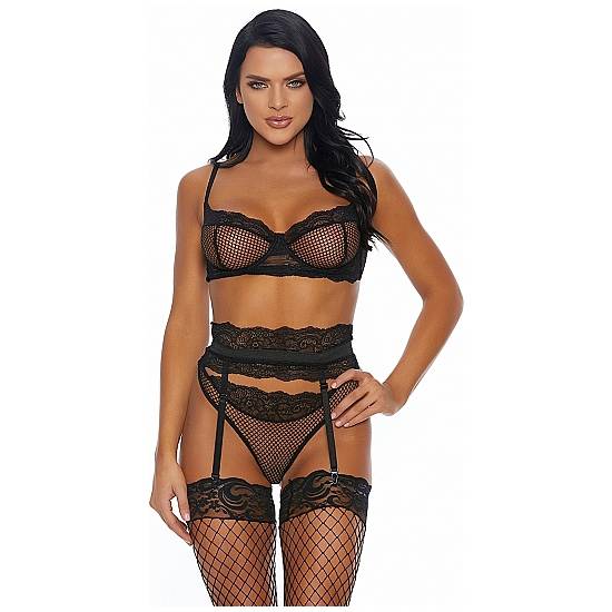 CAUGHT PLAYING CONJUNTO NEGRO - Lenceria Sexy Femenina Conjuntos - Sex Shop ARTICULOS EROTICOS