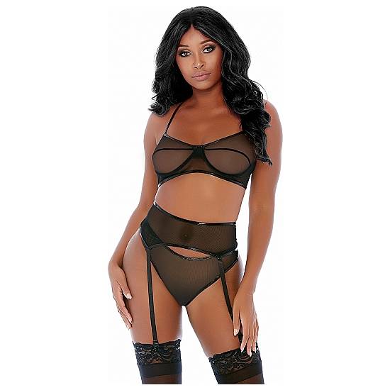 COMPARE AND CONTRAST LINGERIE SET NEGRO - Lenceria Sexy Femenina Conjuntos - Sex Shop ARTICULOS EROTICOS