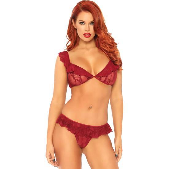 CONJUNTO LACE BRALETTE CON TANGA - ROJO - Lenceria Sexy Femenina Conjuntos - Sex Shop ARTICULOS EROTICOS