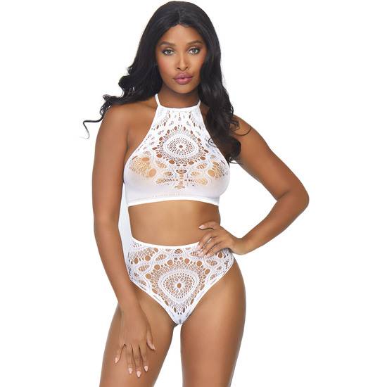 CONJUNTO TOP Y TANGA CROCHET - BLANCO - Lenceria Sexy Femenina Conjuntos - Sex Shop ARTICULOS EROTICOS