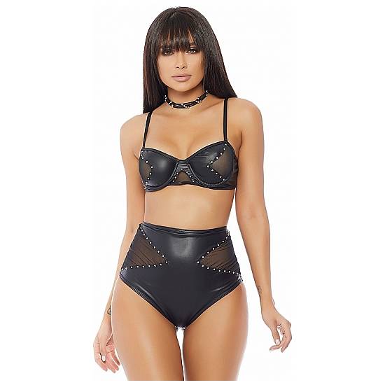JUEGO DE LENCERIA ADDICTION PANTY NEGRO - Lenceria Sexy Femenina Conjuntos - Sex Shop ARTICULOS EROTICOS