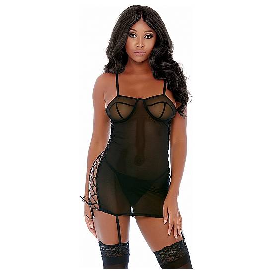 RING IT ON CHEMISE NEGRO - Lenceria Sexy Femenina Picardias - Sex Shop ARTICULOS EROTICOS