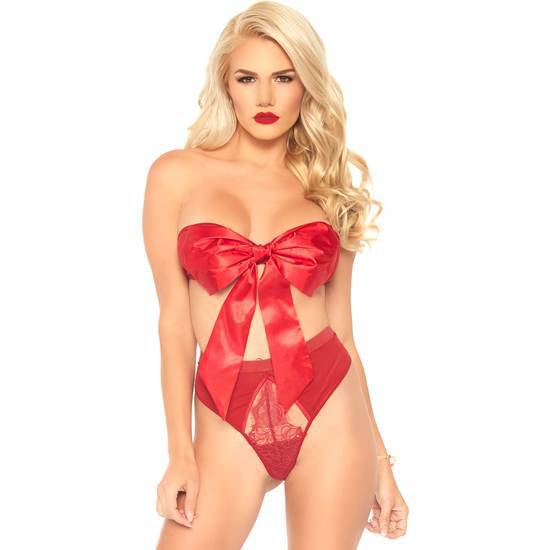 SATIN BANDEAU CONJUNTO CON LAZO Y TANGA - ROJO - Lenceria Sexy Femenina Conjuntos - Sex Shop ARTICULOS EROTICOS