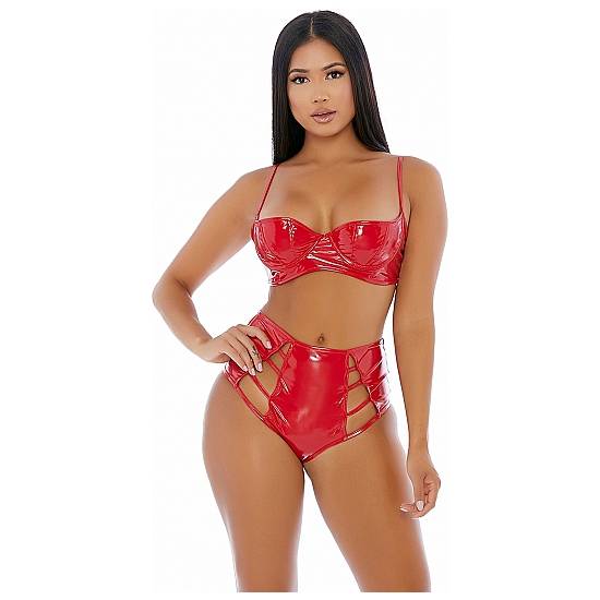 STROMGS ATACHED CONJJUNTO VINILO ROJO - Lenceria Sexy Femenina Conjuntos - Sex Shop ARTICULOS EROTICOS