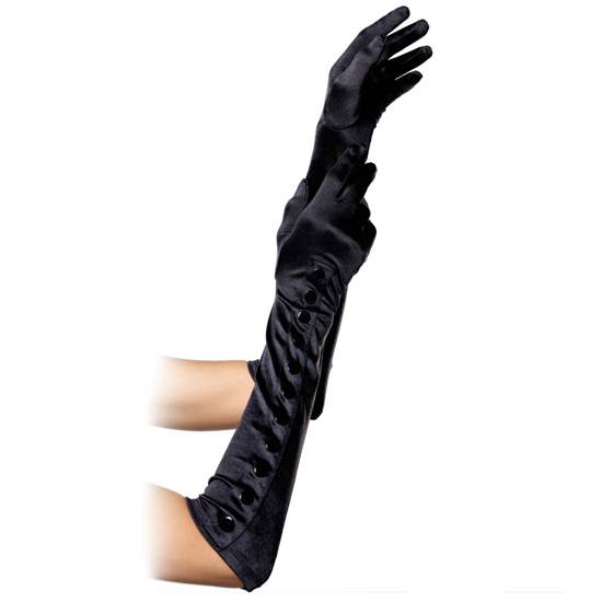 LEG AVENUE GUANTES EXTRA LARGOS NEGROS CON BOTONES - Lenceria Sexy Femenina Guantes - Sex Shop ARTICULOS EROTICOS