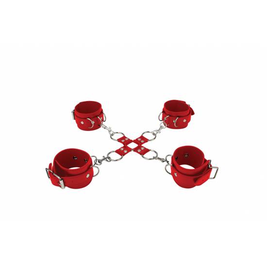 OUCH ESPOSAS DE CUERO PARA PIES Y MANOS ROJO - Esposas BDSM Bondage - Sex Shop ARTICULOS EROTICOS
