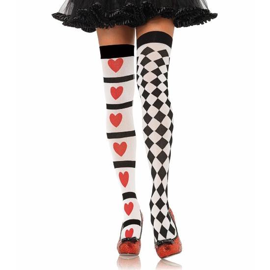 LEG AVENUE MEDIAS CON ESTAMPADO DE ARLEQUIN Y CORAZONES - Lenceria Sexy Femenina Medias - Sex Shop ARTICULOS EROTICOS