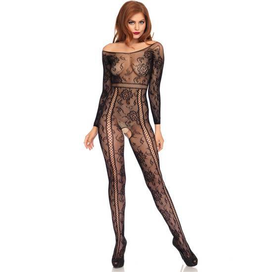 LEG AVENUE BODY DE ENCAJE CON ABERTURA - Lenceria Sexy Femenina Bodys - Sex Shop ARTICULOS EROTICOS