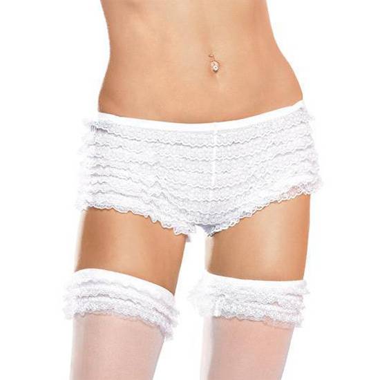 LEG AVENUE BRAGUITA BLANCA CON VOLANTES DE ENCAJE - Lenceria Sexy Femenina Medias - Sex Shop ARTICULOS EROTICOS