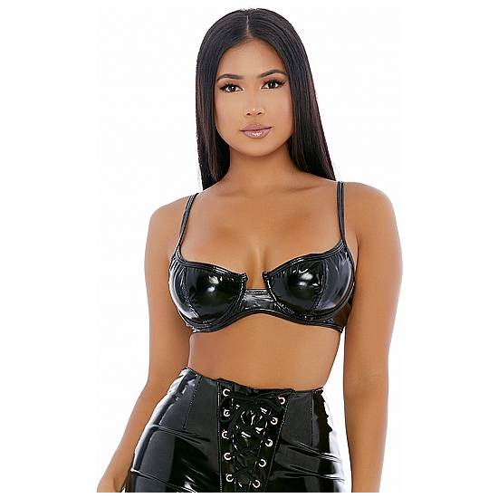 DRIP TOP VINYL BRA TOP NEGRO - Lenceria Sexy Femenina Sujetador Top - Sex Shop ARTICULOS EROTICOS