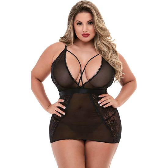 STRAPPY MINI DRESS WITH DEEP V - VESTIDO V - Lenceria Sexy Femenina Picardias - Sex Shop ARTICULOS EROTICOS