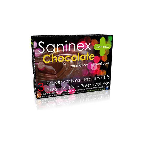 SANINEX PRESERVATIVOS CHOCOLATE 3UDS - Cosmética Erótica Preservativos Aromáticos-Sex Shop ARTICULOS EROTICOS