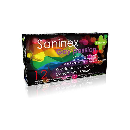 SANINEX PRESERVATIVOS GAY PASSION PUNTEADO 12UDS - Cosmética Erótica Preservativos Aromáticos-Sex Shop ARTICULOS EROTICOS