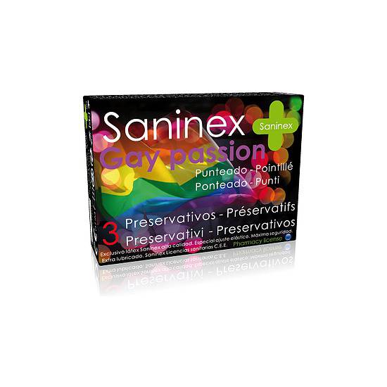 SANINEX PRESERVATIVOS GAY PASSION PUNTEADO 3UDS - Cosmética Erótica Preservativos Aromáticos-Sex Shop ARTICULOS EROTICOS
