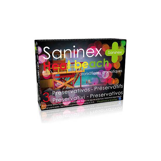 SANINEX PRESERVATIVOS HEAT BEACH 3UDS - Cosmética Erótica Preservativos Aromáticos-Sex Shop ARTICULOS EROTICOS