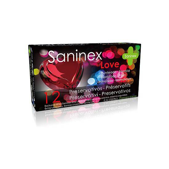 SANINEX PRESERVATIVOS LOVE PUNTEADO 12UDS - Cosmética Erótica Preservativos Aromáticos-Sex Shop ARTICULOS EROTICOS