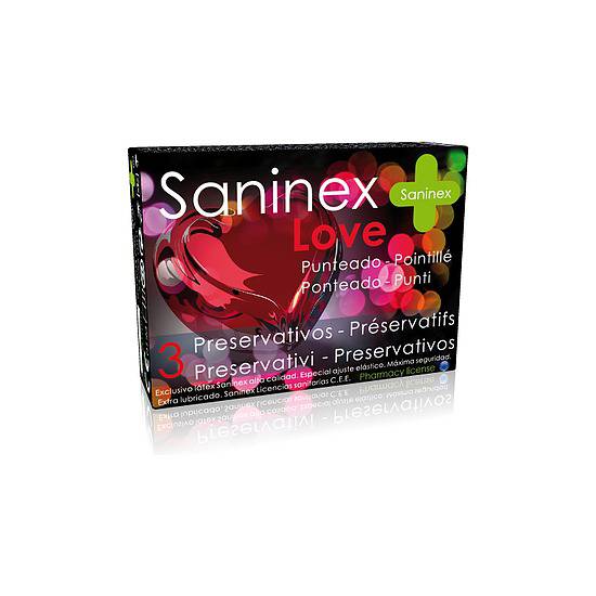 SANINEX PRESERVATIVOS LOVE PUNTEADO 3UDS - Cosmética Erótica Preservativos Aromáticos-Sex Shop ARTICULOS EROTICOS