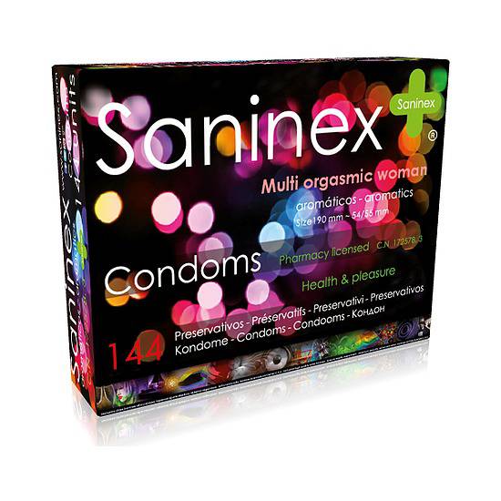 SANINEX PRESERVATIVOS MULTI ORGASMIC WOMAN 144 UDS - Cosmética Erótica Preservativos Aromáticos-Sex Shop ARTICULOS EROTICOS