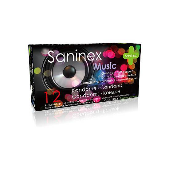 SANINEX PRESERVATIVOS MUSIC PUNTEADOS 12UDS - Cosmética Erótica Preservativos Aromáticos-Sex Shop ARTICULOS EROTICOS