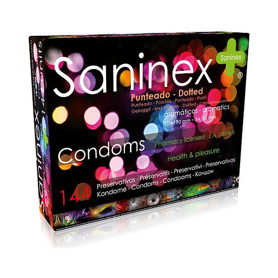 SANINEX PRESERVATIVOS PUNTEADO - DOTTED 144 UDS - Cosmética Erótica Preservativos Aromáticos-Sex Shop ARTICULOS EROTICOS