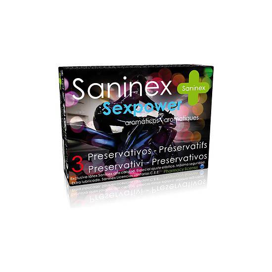SANINEX PRESERVATIVOS SEX POWER 3UDS - Cosmética Erótica Preservativos Aromáticos-Sex Shop ARTICULOS EROTICOS