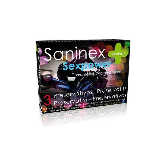 SANINEX PRESERVATIVOS SEX POWER 3UDS - Cosmética Erótica Preservativos Aromáticos-Sex Shop ARTICULOS EROTICOS